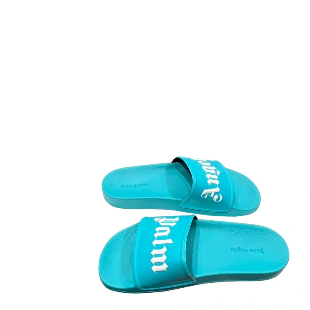 Palm Angels LIGHT BLUE POOL SLIDER LOGO Sandals Men’s Size 10